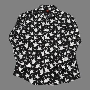 Simon Banks Halloween Ghost All Over Print Button Up Long Sleeve Top‎ Women's M